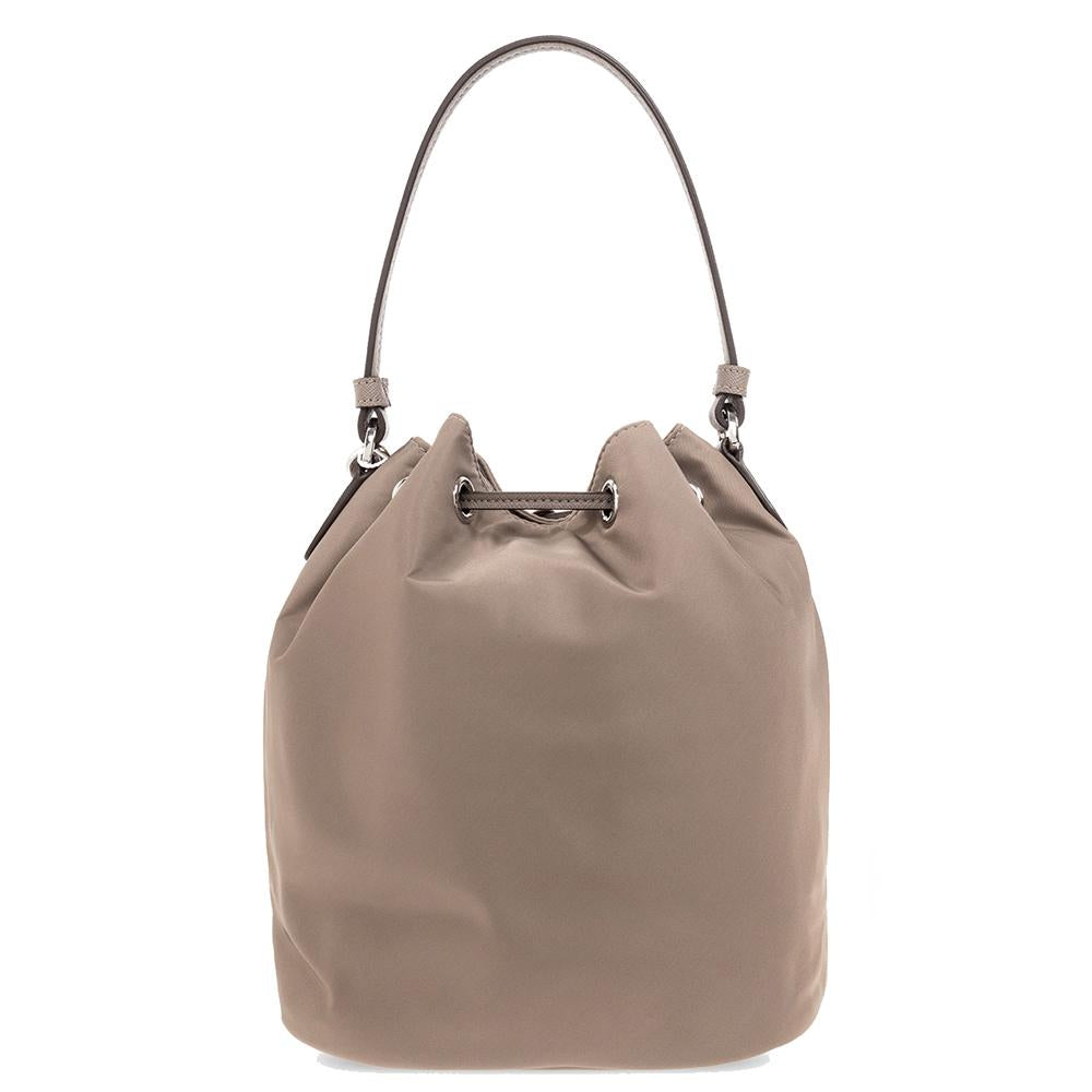 Tory Burch Virginia Bucket Tote Crossbody Bag Gray Leather