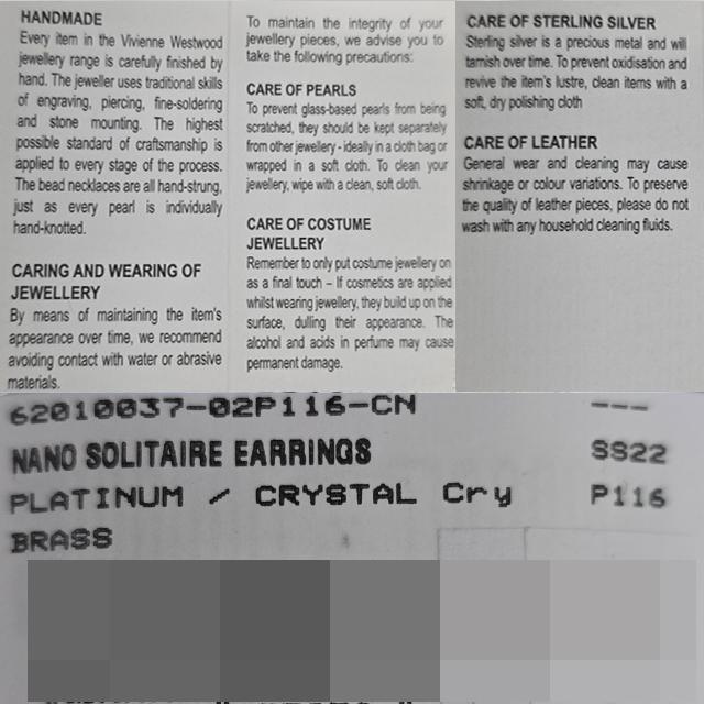 Vivienne Westwood Nano Solitaire Logo Earrings Silver Tone