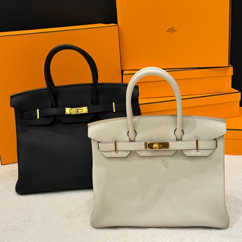 HERMES Togo Leather Birkin Bag Black 35 Tote