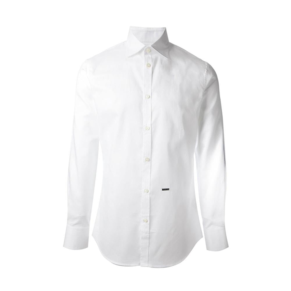 Dsquared2 Silver Steel Tab Slim White Long Sleeve Shirt S74DL4415 100