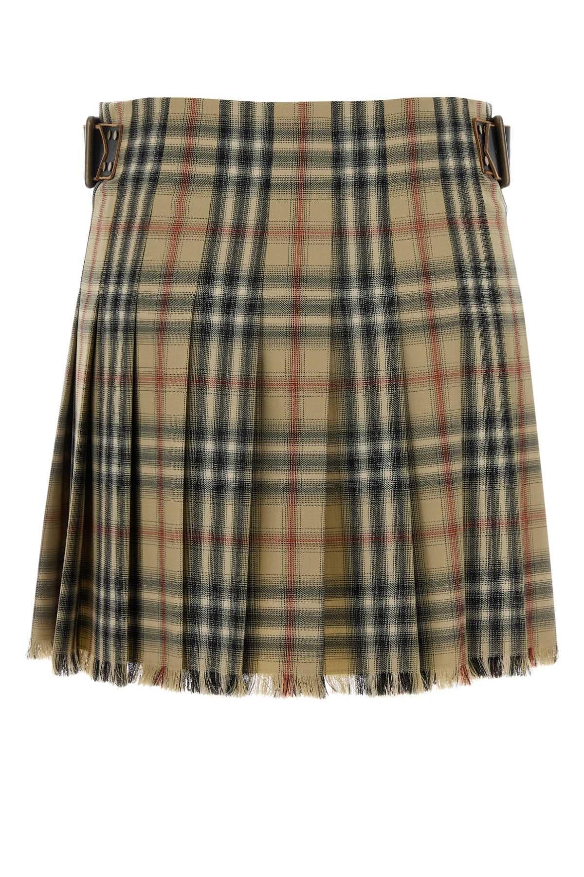 BURBERRY Check Wool Mini Skirt