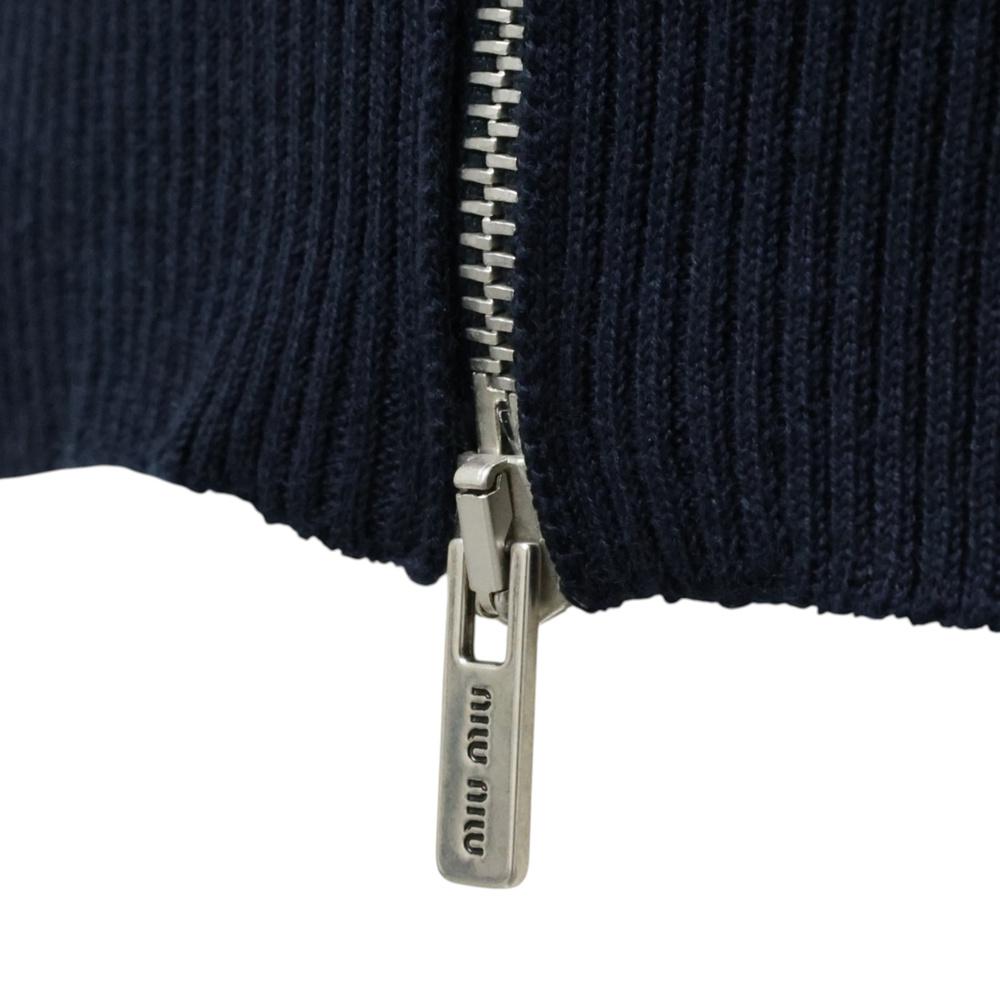 Miu Miu Logo Zip-Up Cardigan Black Women’s Knit
