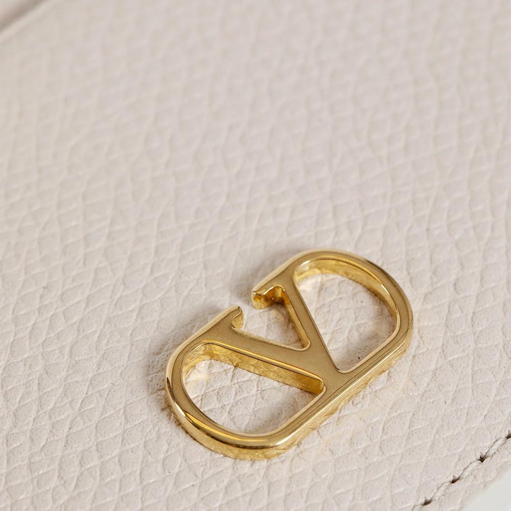 VALENTINO V-Logo Signature Ivory Leather Card Holder 7W2P0AJ7 SNP I16