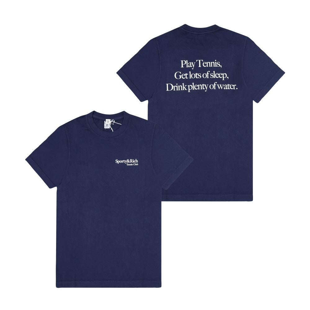 SPORTY&RICH Dark Navy Unisex Short Sleeve T-Shirt TO043621425 BL106