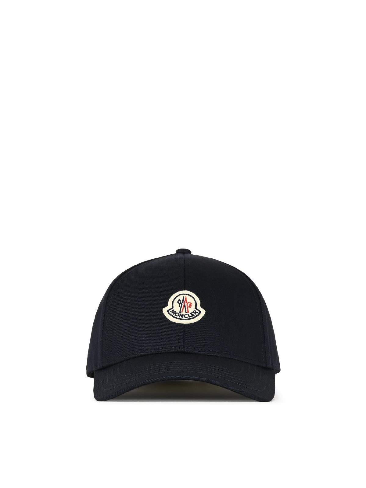 Moncler Black Cotton Logo Baseball Cap