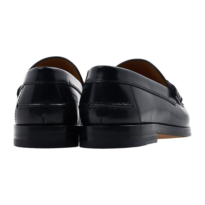 GUCCI Black Leather Horsebit Loafers Men's