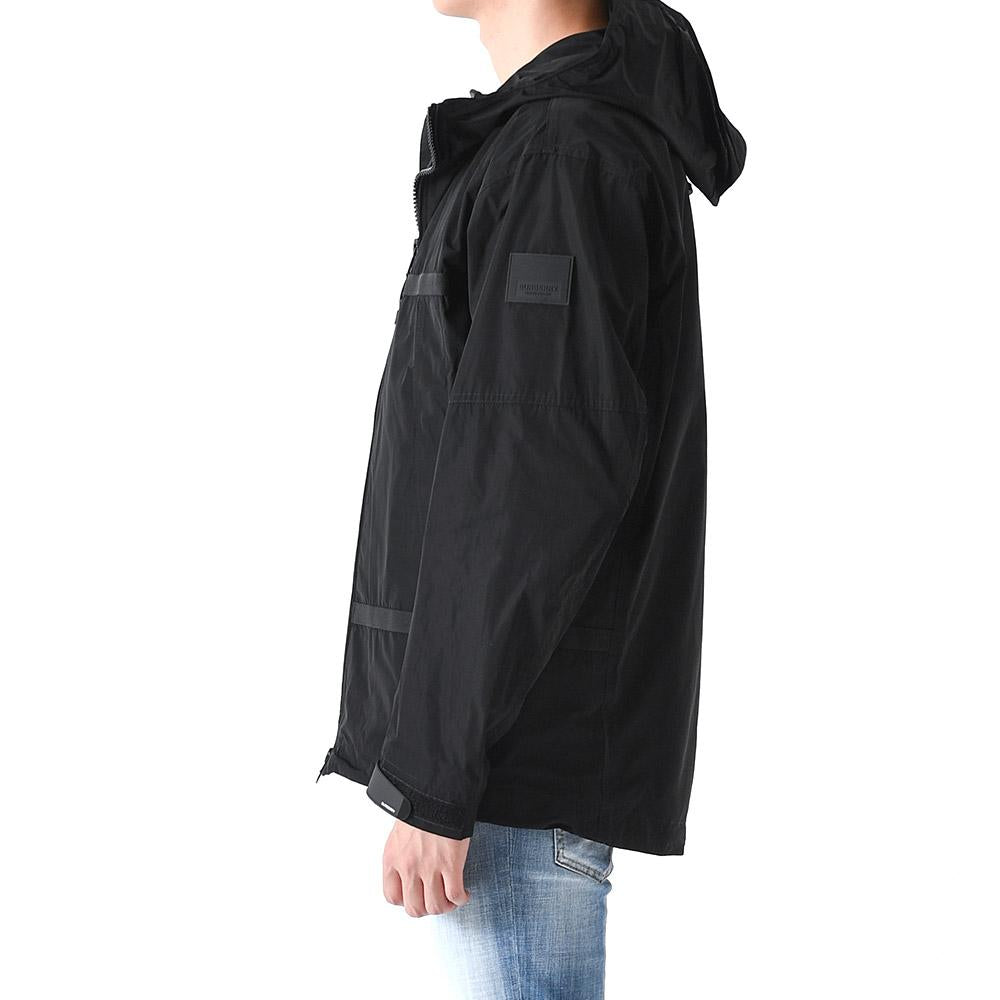 BURBERRY Harding Appliqué Lightweight Hooded Zip Jacket Black