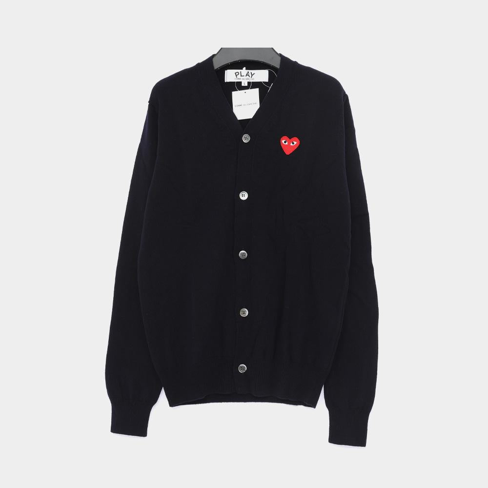 Comme des Garcons Wool V-Neck Cardigan with Heart Patch Logo Unise AX N008 051 2
