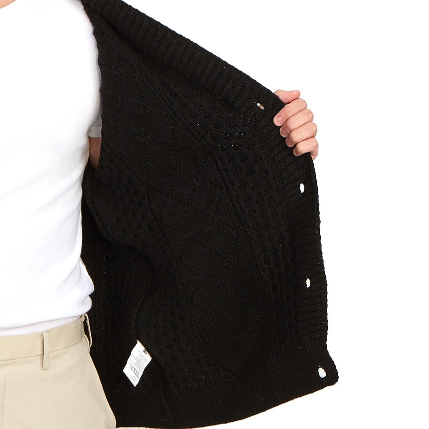 FAMILY FIRST Braid Knit Men’s Cardigan Black