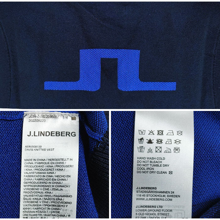 J LINDEBERG Davis V-Neck Knit Vest for Men AMKW08139 6855