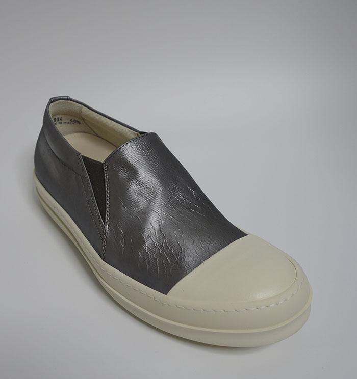 Rick Owens metallic gray slip-on sneakers