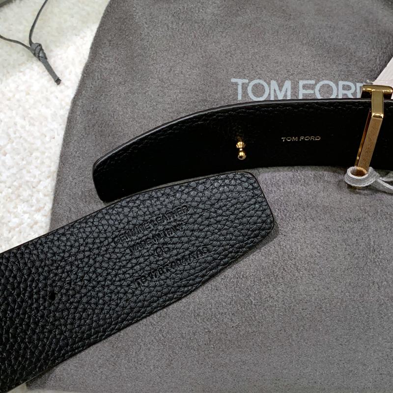 TOM FORD Soft Grain Leather T Icon Belt Brown Black Men