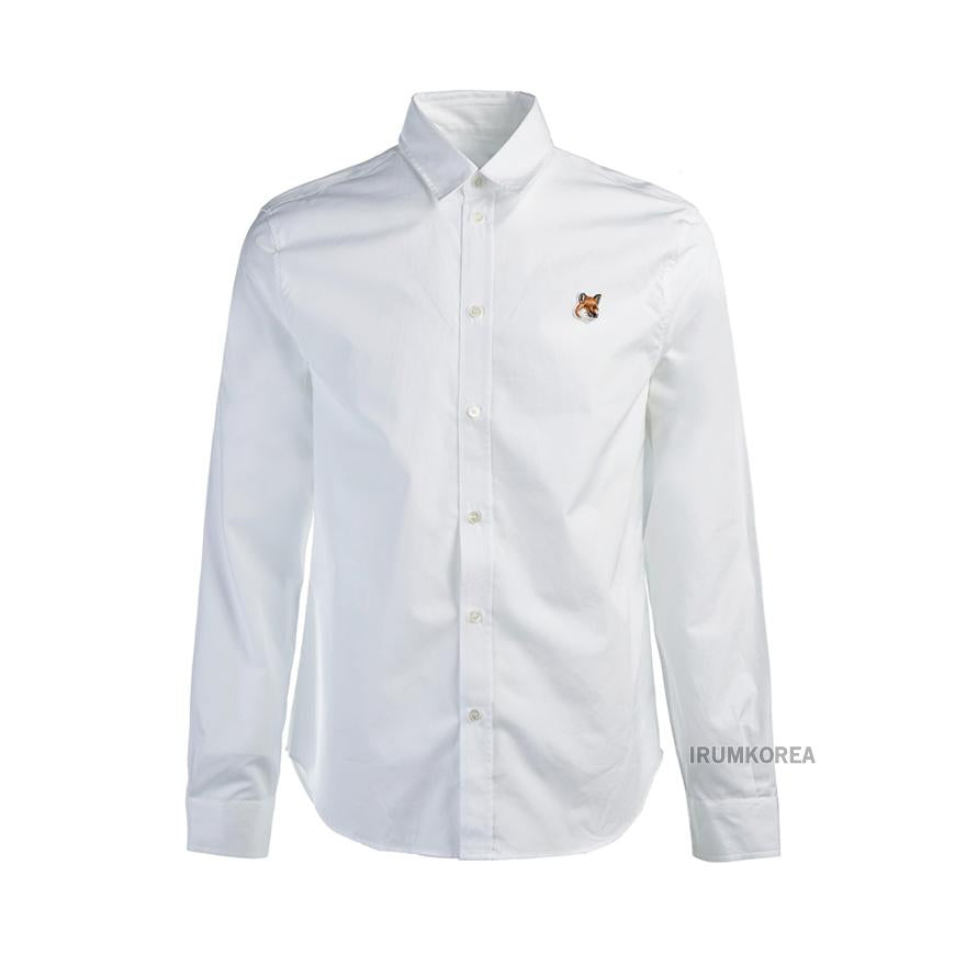Maison Kitsune Men’s Fox Patch Classic Long Sleeve Shirt MM00409WC0026 P100