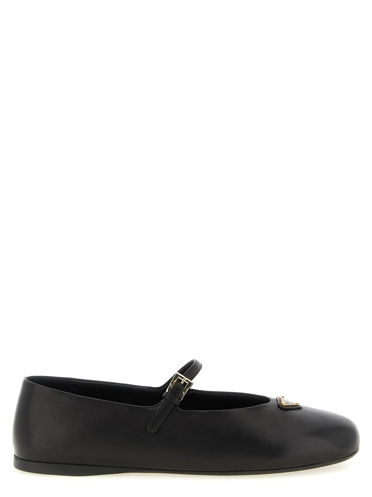 PRADA Black Leather Flat Shoes