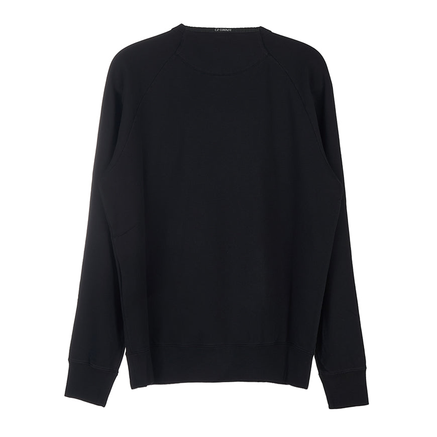 CP Company Logo Print Black Cotton Crewneck Sweatshirt Men