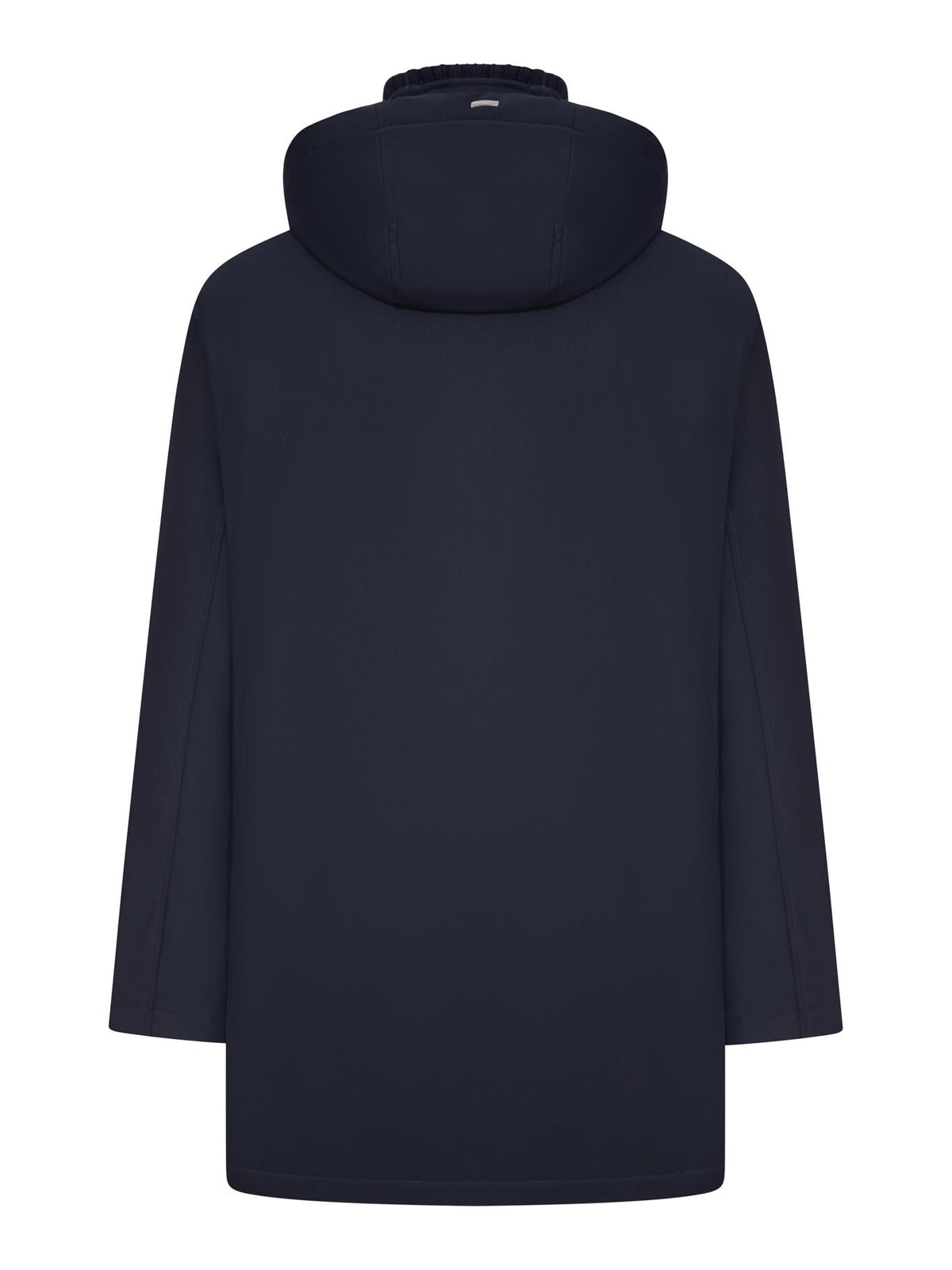 Herno Navy Blue Wool Blend Long Coat for Men