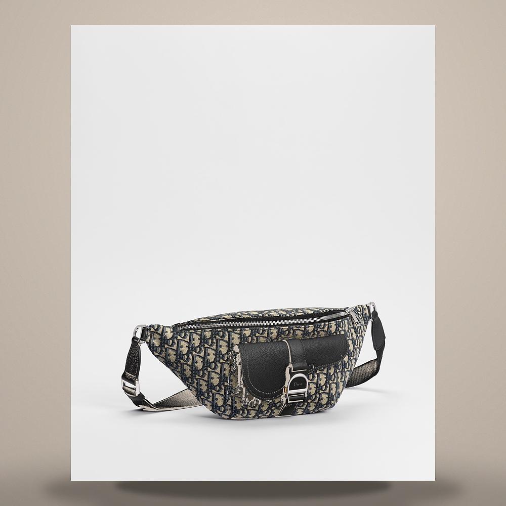 DIOR Saddle Heritage Belt Bag Beige/Black Oblique Jacquard Black 1ADBO097YKVH27E