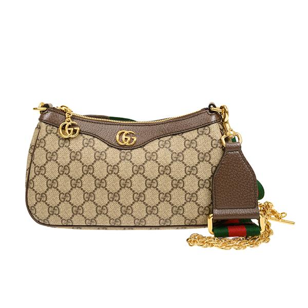 GUCCI Ophidia Small Shoulder Bag Brown Beige Canvas Leather