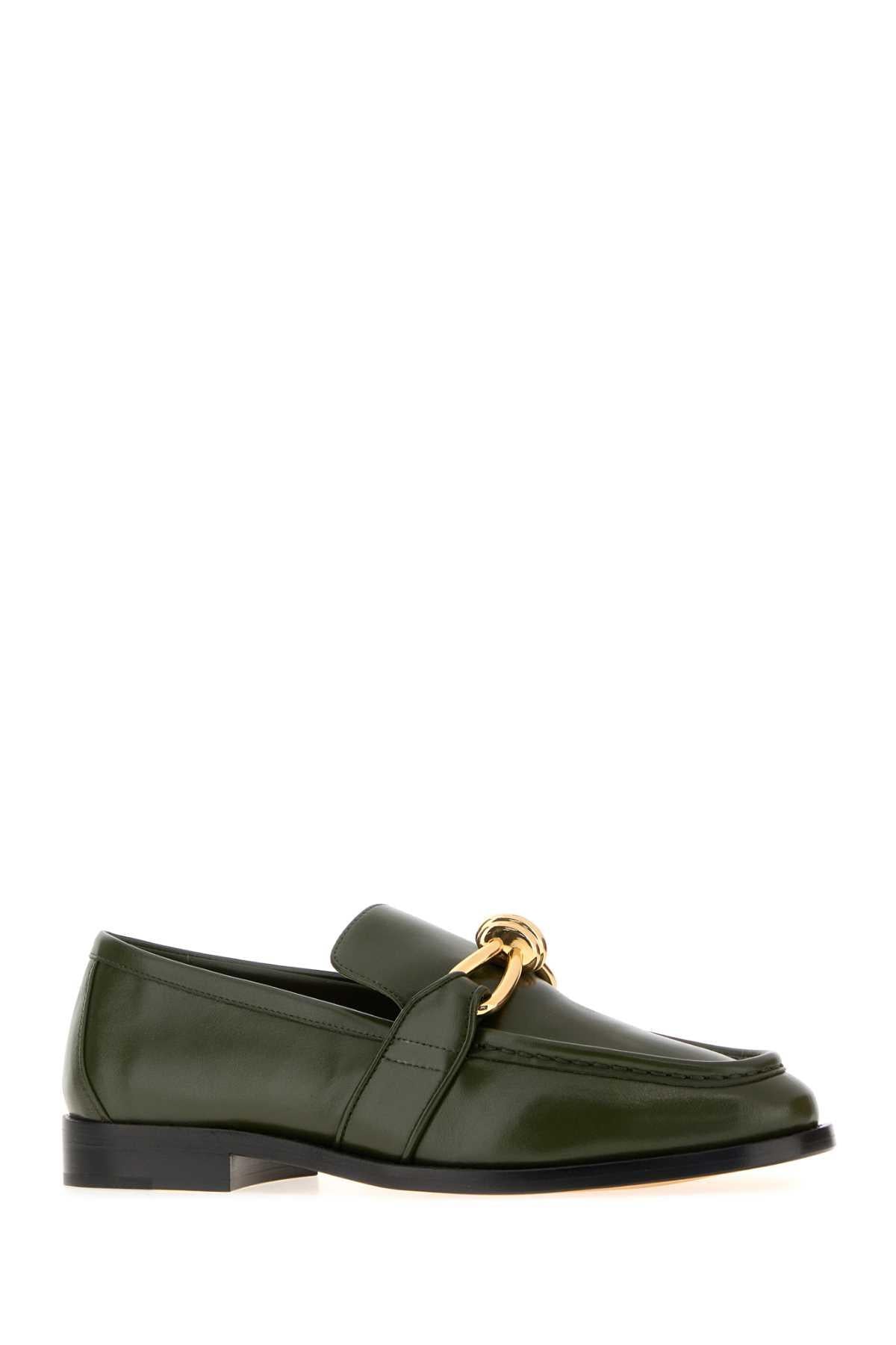 Bottega Veneta Green Leather Loafers