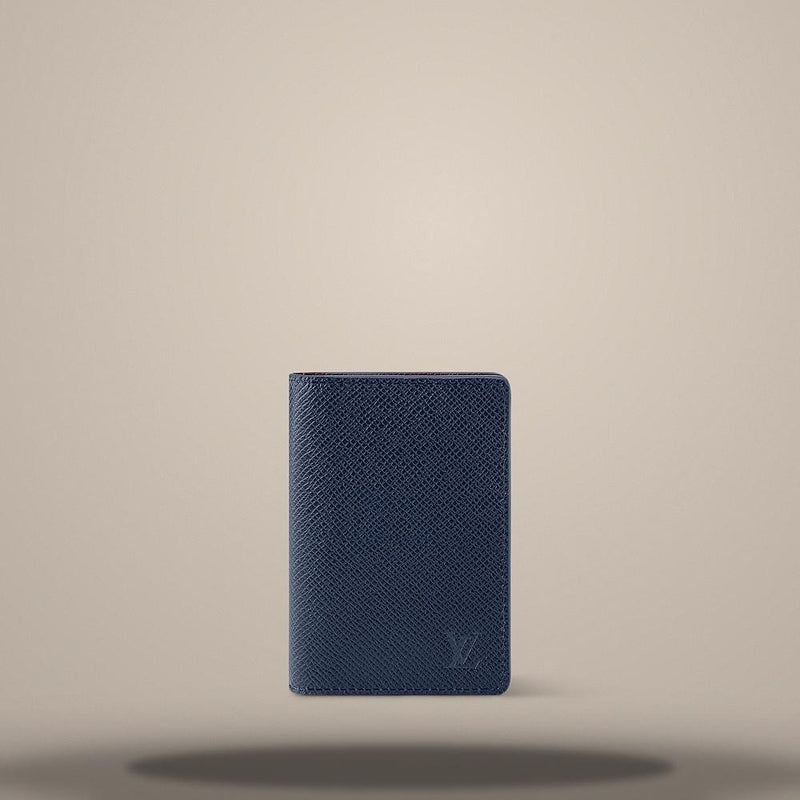 Louis Vuitton Navy Blue Akaju Brown Pocket Organizer Wallet Z3242