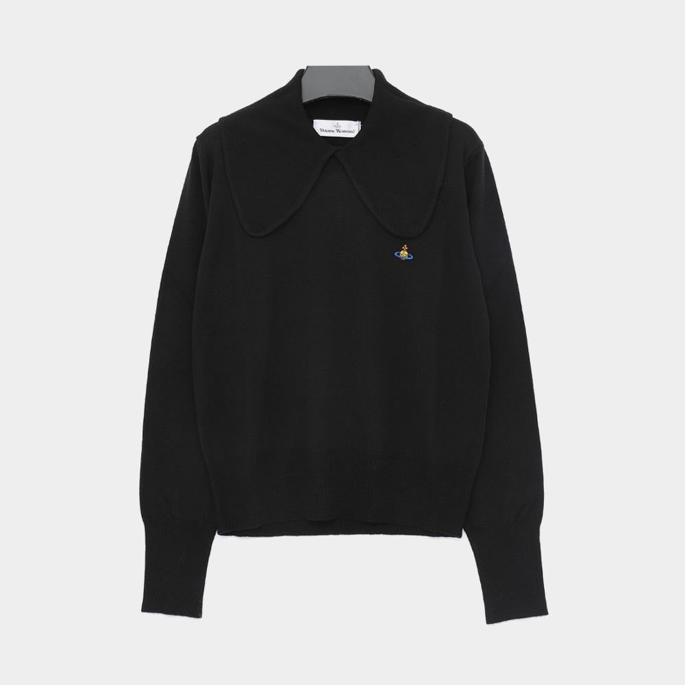 Vivienne Westwood ORB Tie Bea Collar Women’s Round Neck Knit Sweater Black