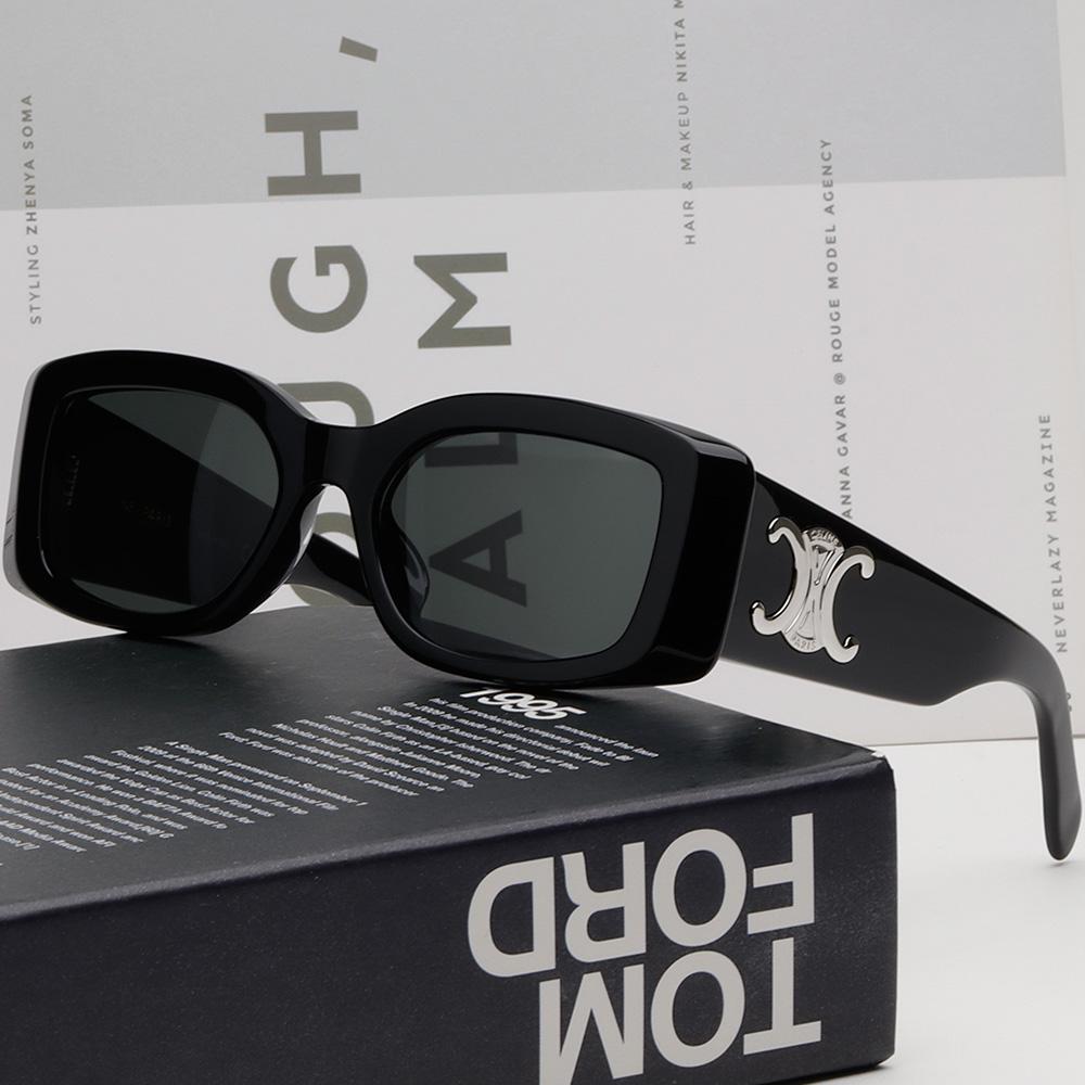 CELINE Triomphe Bold Square Acetate Sunglasses Unisex Black CL40282U 01A
