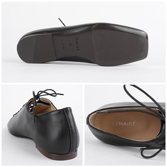 Lemaire Shiny Nappa Suri Classic Derby Flat Shoes FO0245 LL0023 BK999