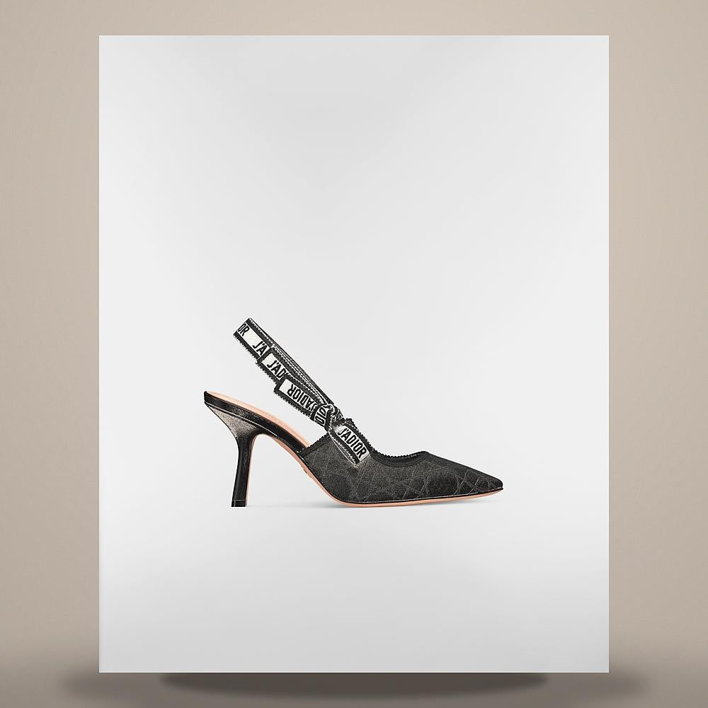 DIOR J’Adior Slingback Pumps Black Cannage Technical Fabric KDV373TCE S900