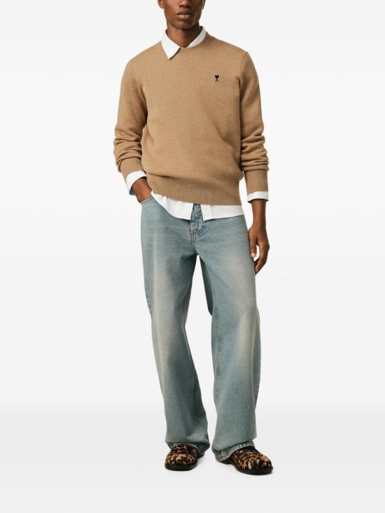 AMI ADC Logo Crewneck Sweater Camel Black Men’s Knit