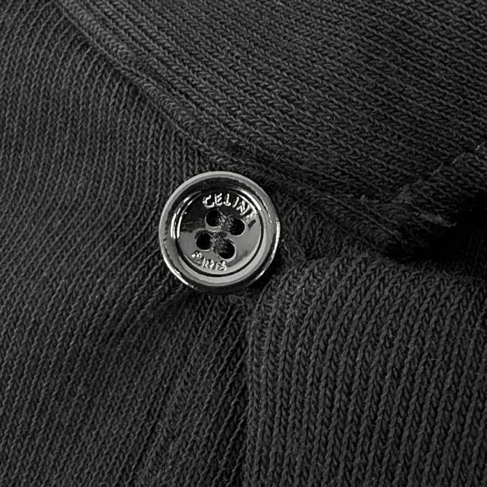 CELINE Triomphe Logo Short-Sleeve Cotton Knit Polo Shirt