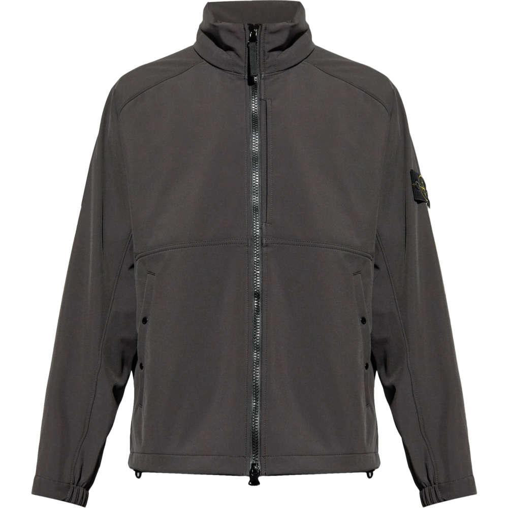 STONE ISLAND Grey Woven Shirt Jacket with Badge Patch Men’s