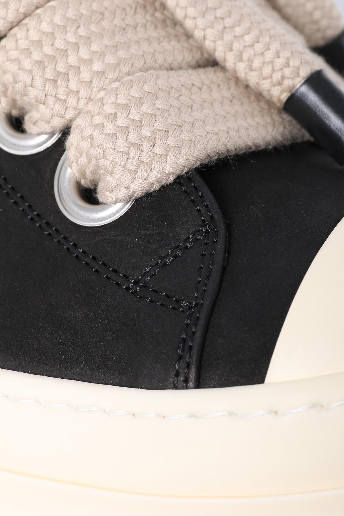 Rick Owens Black/Milk Nubuck Bull Leather Jumbo Lace High-Top Sneakers