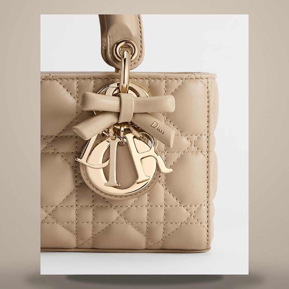 DIOR Lady D-Joy Mini Powder Beige Cannage Lambskin Crossbody Bag M0636OUQA M51U
