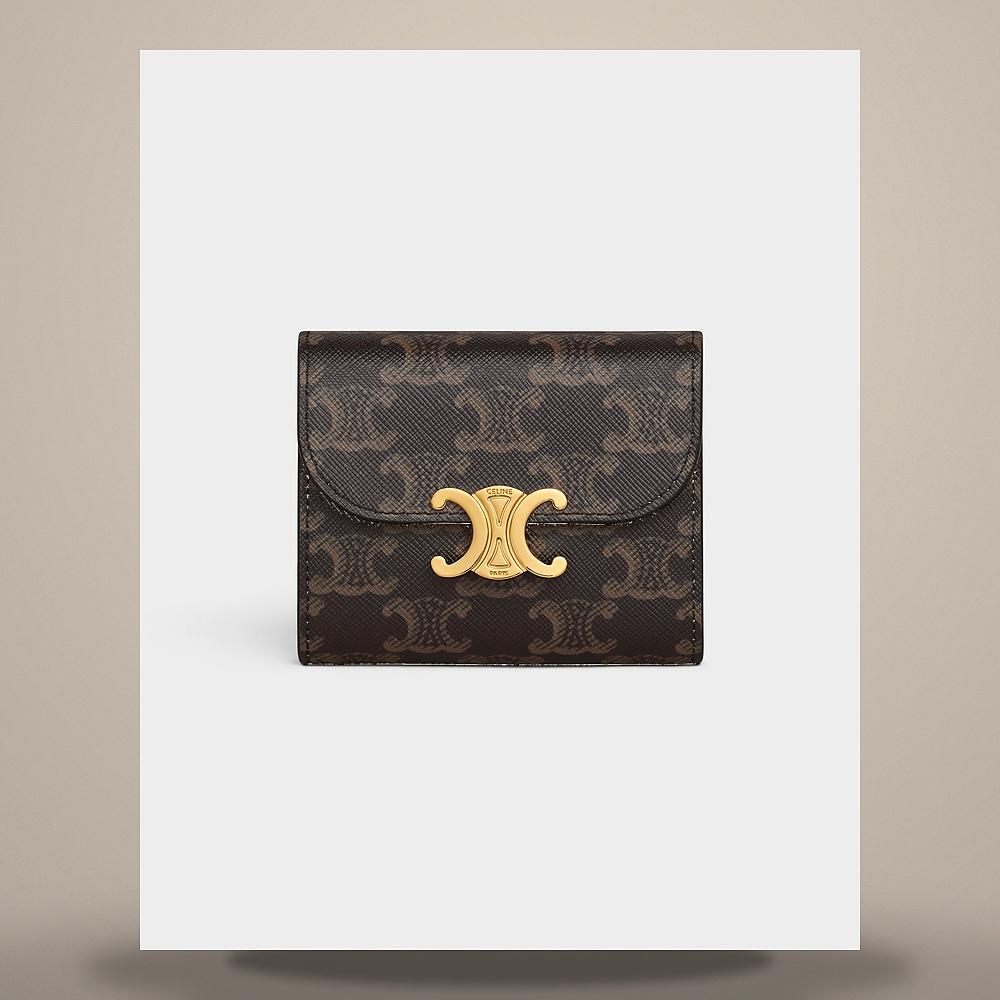 CELINE Triomphe Stamped Fine Card Holder Supple Grained Calfskin L100A2O54 GFS3