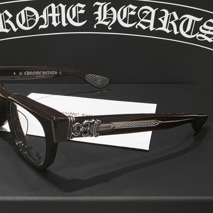 Chrome Hearts Convoluted Brown Silver Accents Eyeglasses