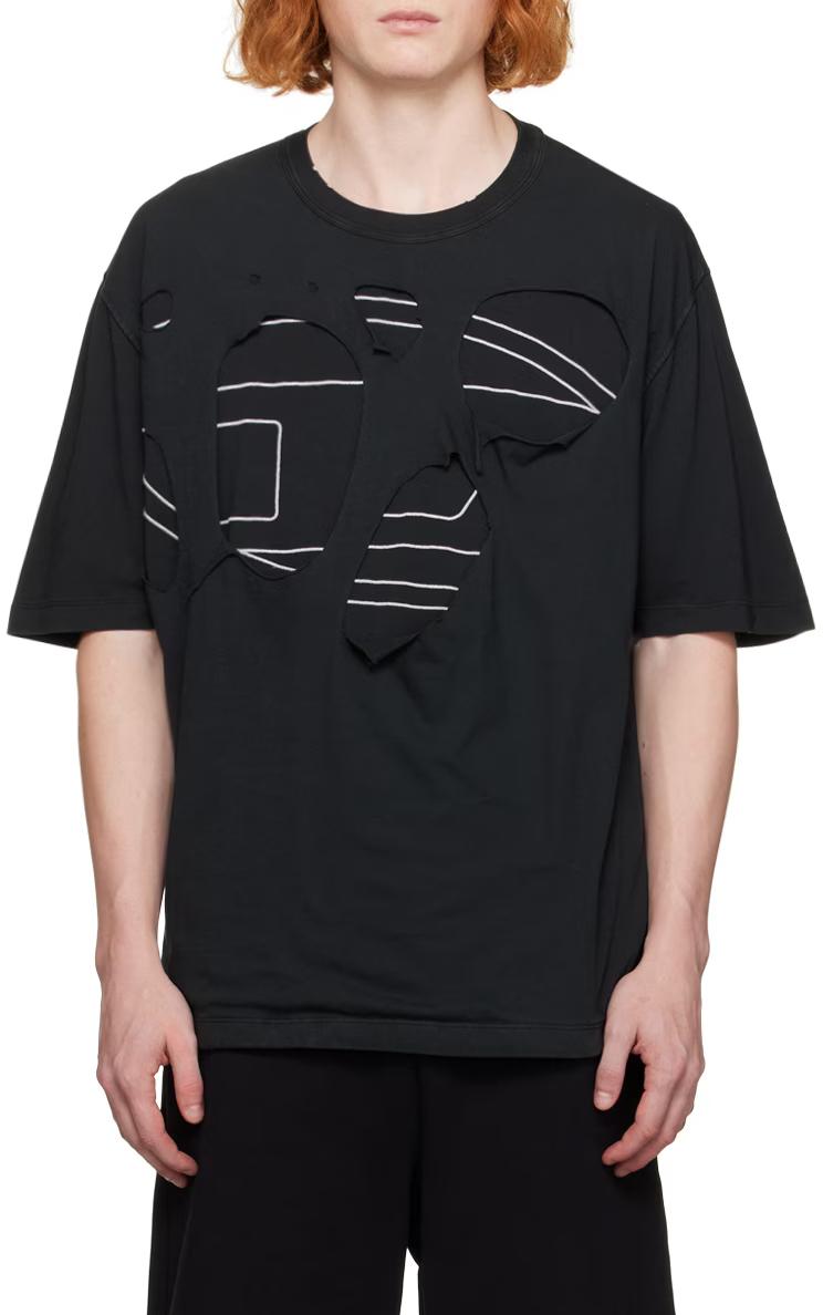 DIESEL Black TSTRAPOVAL Short Sleeve T-Shirt Unisex Cotton