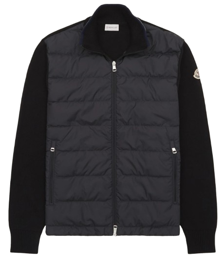 Moncler Black Cotton Padded Zip-Up Cardigan Jacket for Men