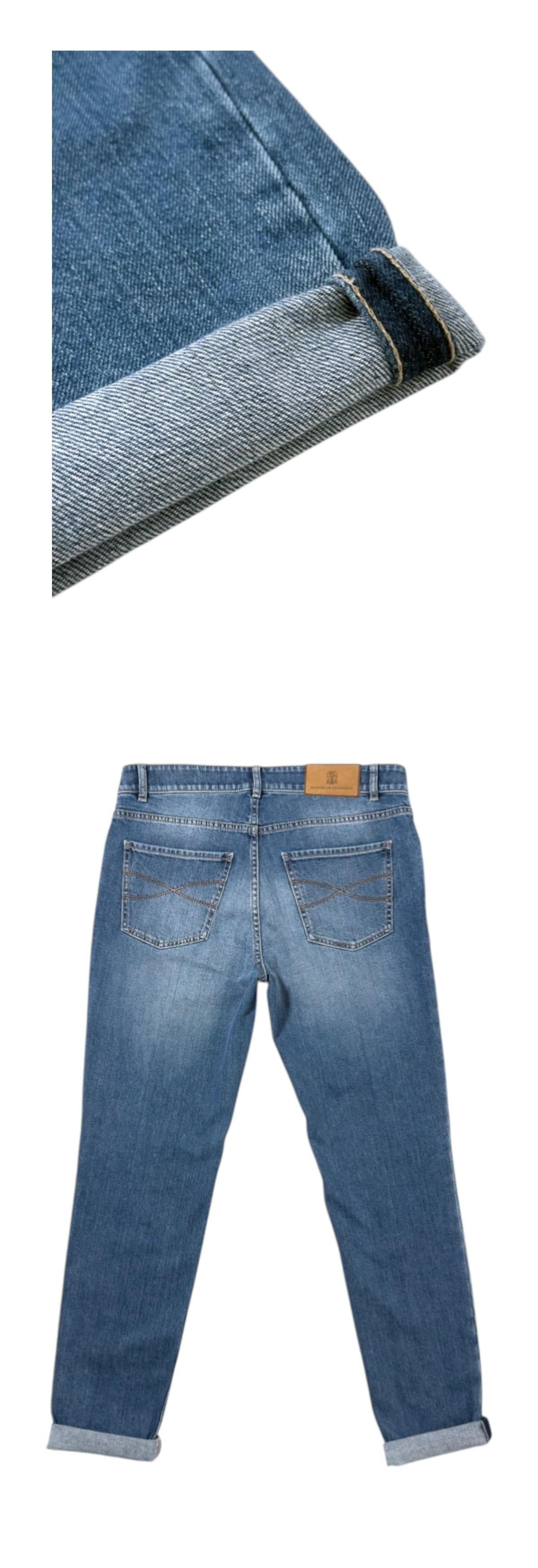 Brunello Cucinelli Mid Blue Traditional Fit Denim Jeans Men