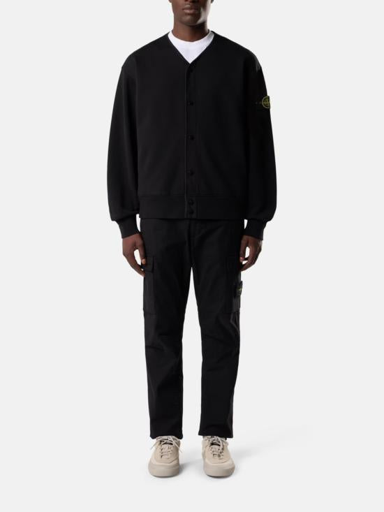 STONE ISLAND Black Wool Knit Cardigan for Men