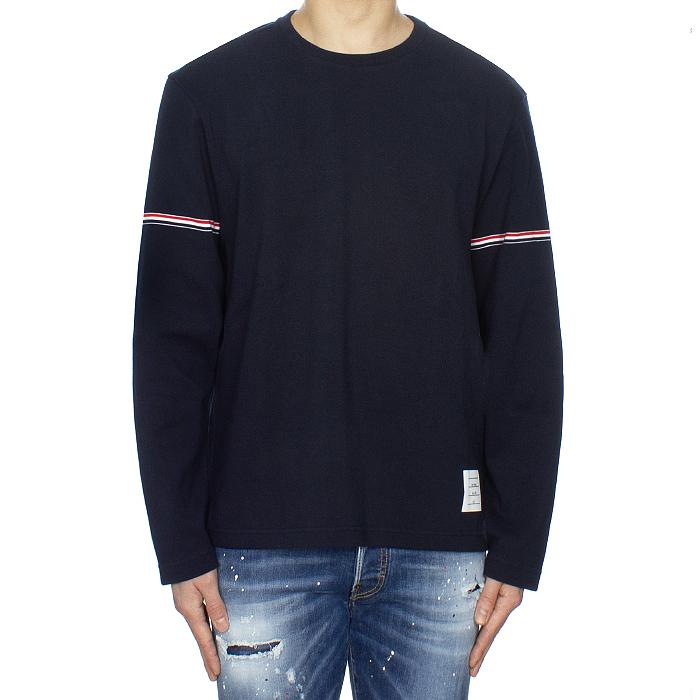 THOM BROWNE Cotton Rugby Long Sleeve T-Shirt Navy