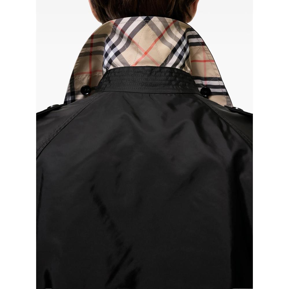 BURBERRY Black Cotton Gabardine Double-Breasted Trench Coat Men