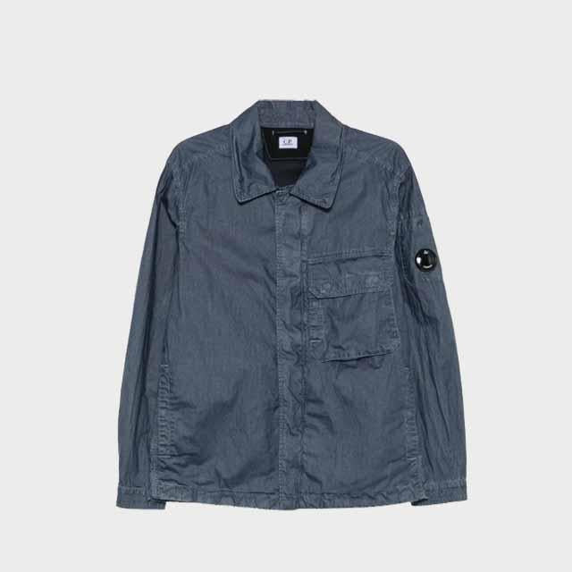 CP Company Waxed Lens Badge Overshirt Navy Jacket CMOS160A 110543D 889