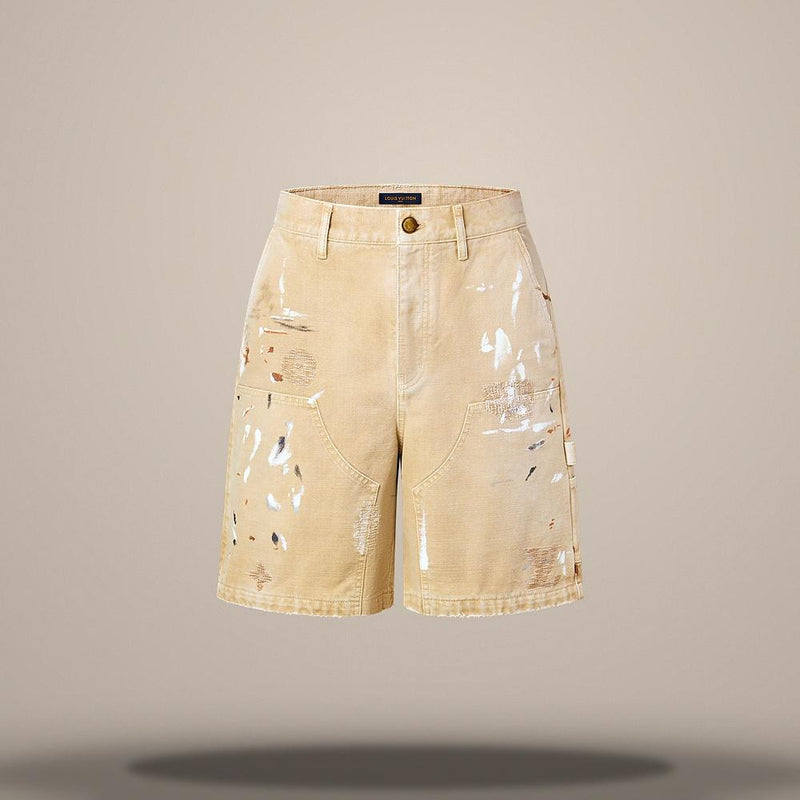 Louis Vuitton Women's Embellished Denim Carpenter Shorts Relaxed Fit
