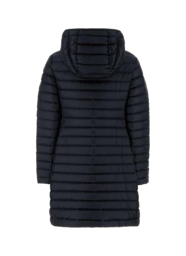 Moncler Igelong Hooded Long Down Jacket Navy Women