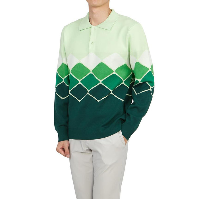 J LINDEBERG Men’s Collared Knit Sweater Golf Navy