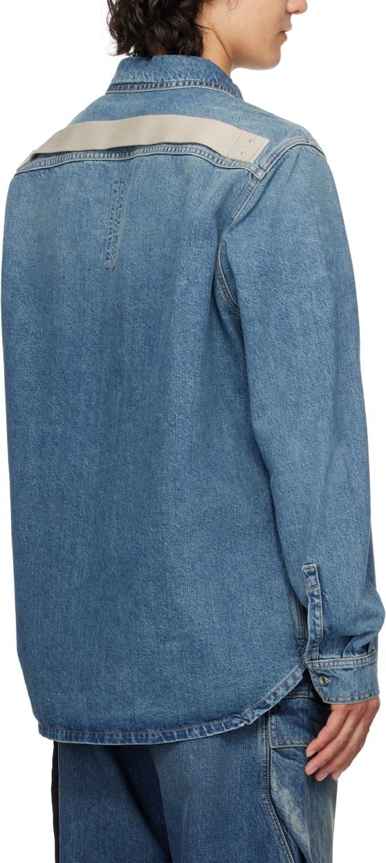 Rick Owens Washed Indigo Denim Overshirt Long Sleeve Shirt DU01E3755 DWB 06