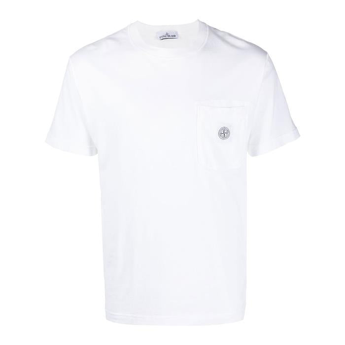 STONE ISLAND PISATO EFFECT POCKET LOGO SHORT SLEEVE T-SHIRT