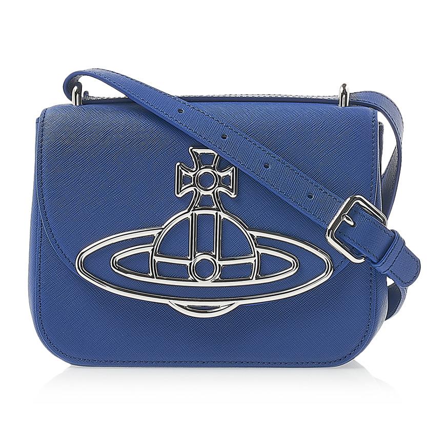 Vivienne Westwood Saffiano Linda Crossbody Bag Navy Leather