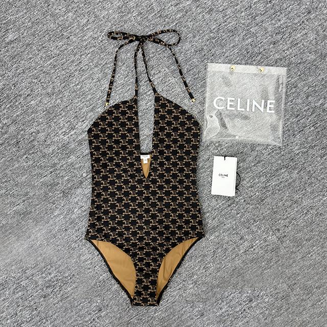 CELINE Triomphe Monogram Swimsuit Brown Women’s Swimwear