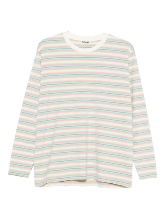 AURALEE Fade Blue Stripe Long-Sleeve Sweatshirt A25AP 01GJ